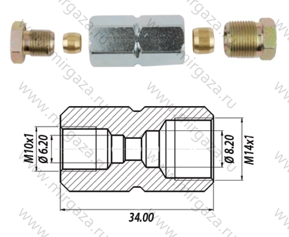 Переходник соединения трубки BRC 6 х 8